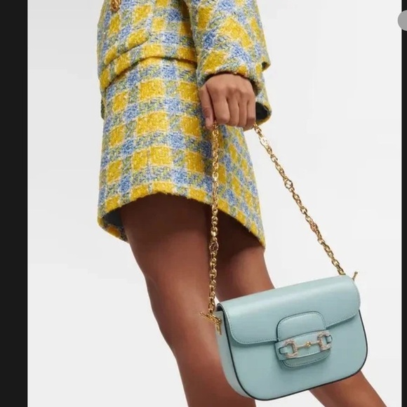 GUCCI Azalea Calfskin Crystal GG Monogram Mini Horsebit 1955 Bag - Picture 9 of 9